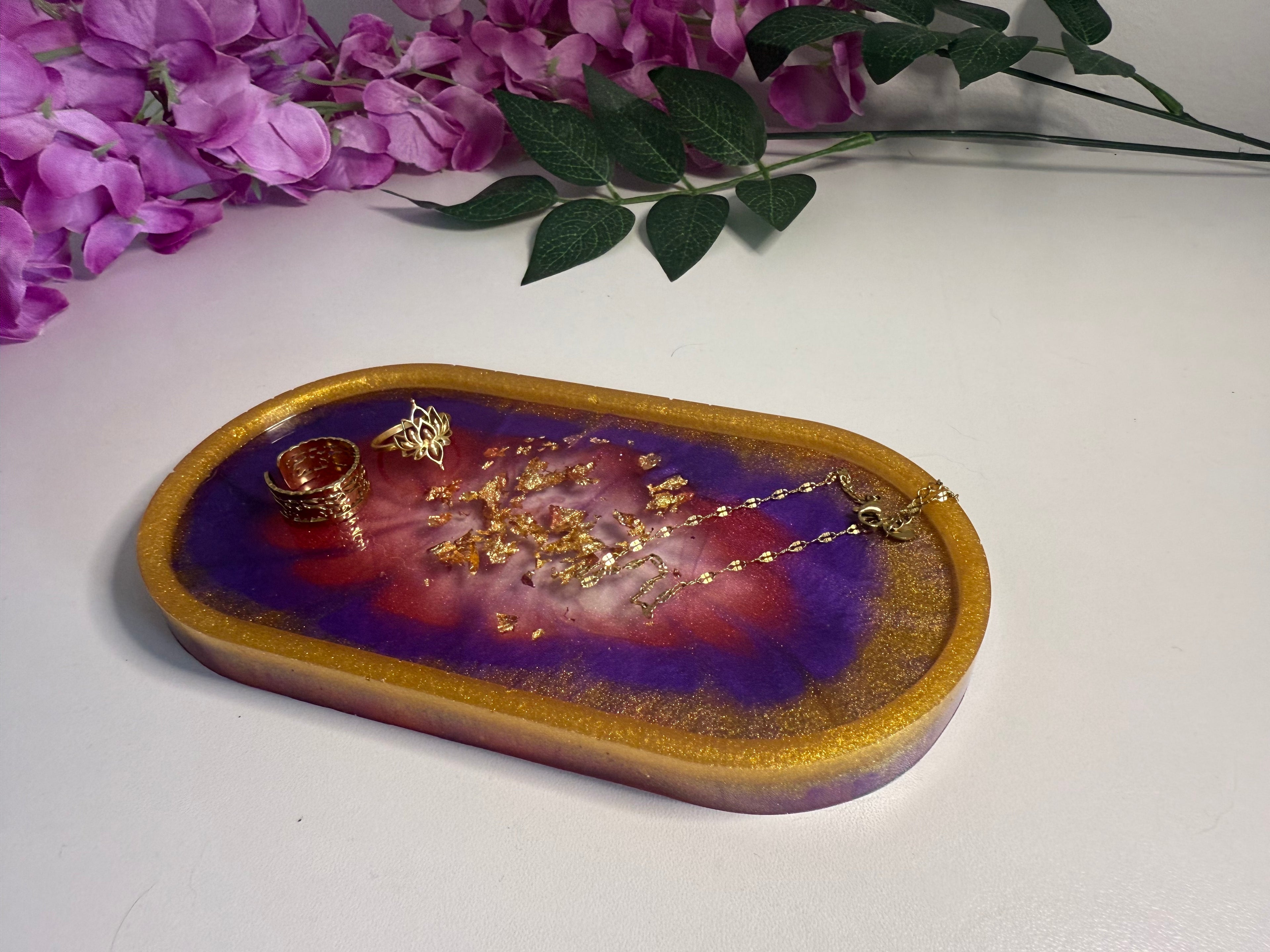 Golden Orchid – Resin Trinket Tray - Botanicals in Bloom Collection