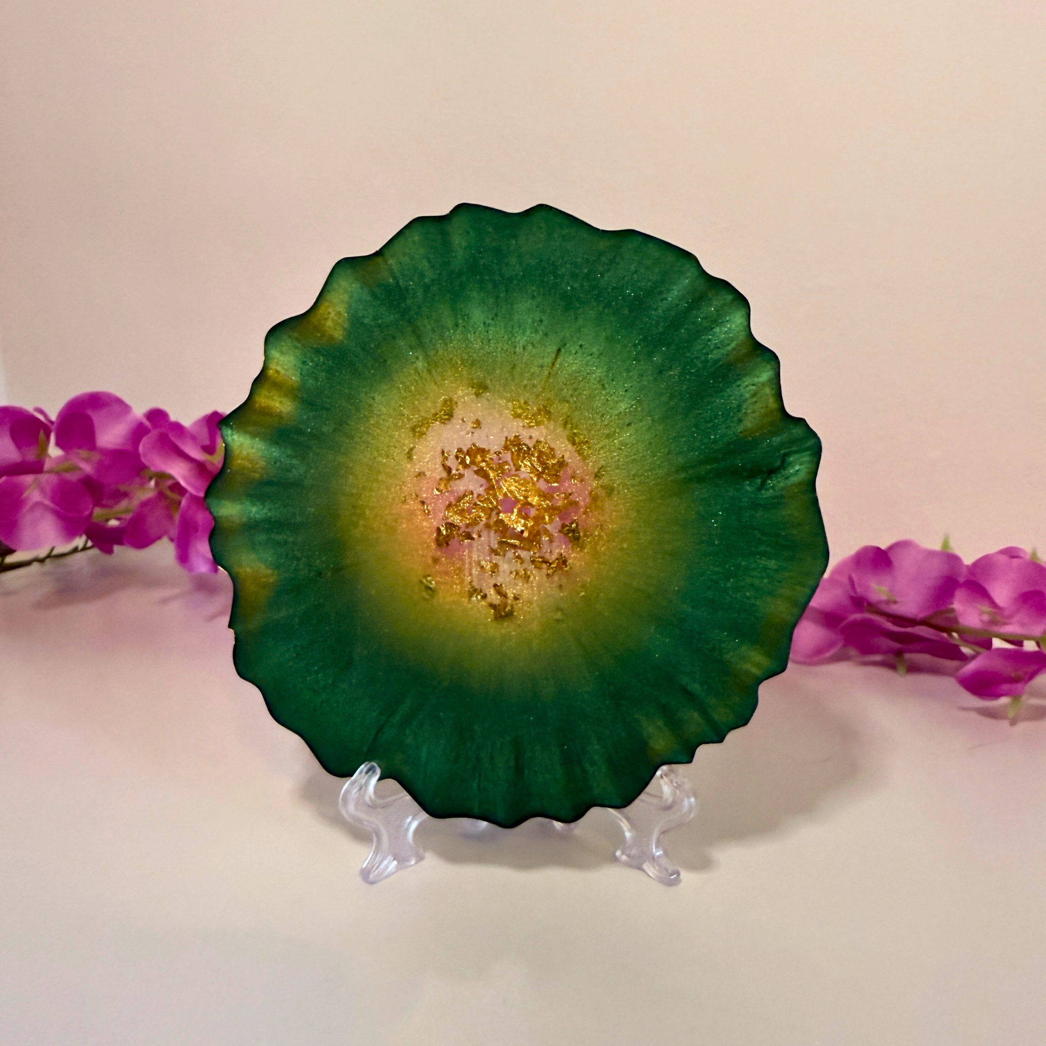 Emerald Glow – Resin Coaster - Geode Collection