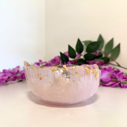 Coastal Luxe Blush & Gold Resin Mini Bowl