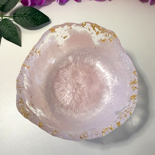 Coastal Luxe Blush & Gold Resin Mini Bowl