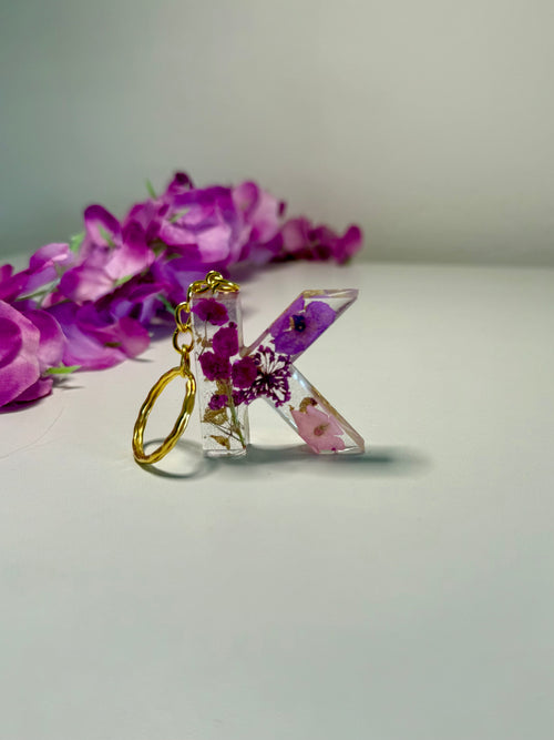 Botanical Initial Keyring