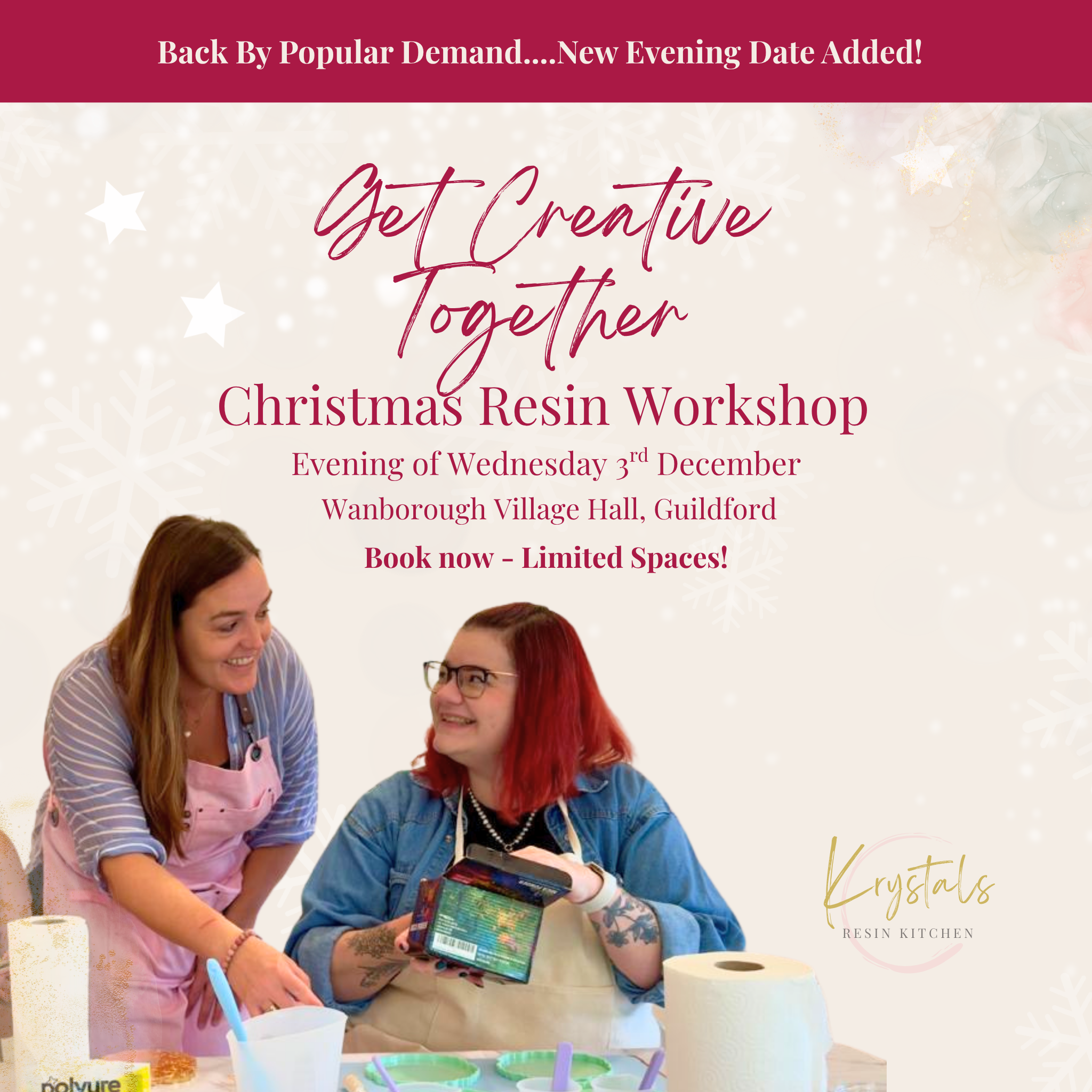 Festive Resin Evening Workshop - 3rd December — Make Coasters, Baubles & Rudolph Decoration