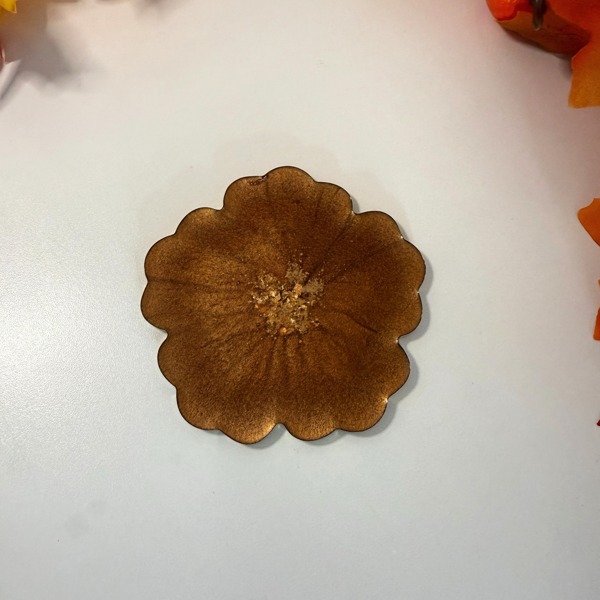 Cosy Autumn Blooms – Handmade Resin Coasters with Gold Edge