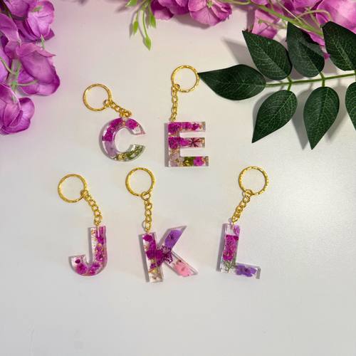 Botanical Initial Keyring